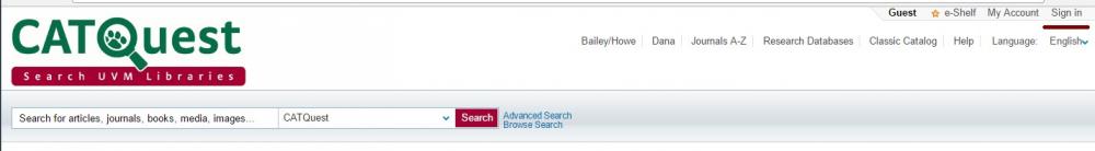 CATQuest screenshot showing my account link.